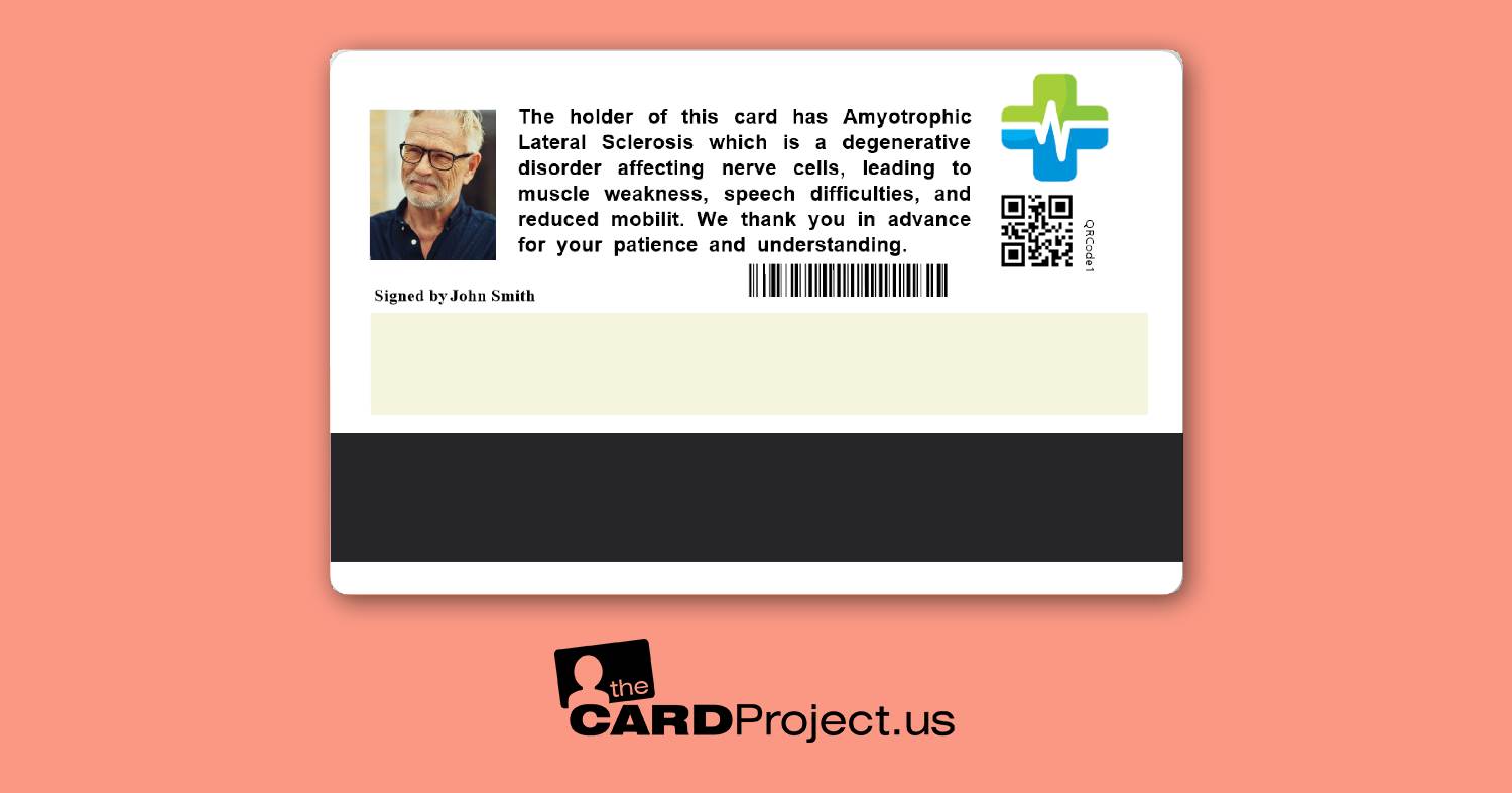 Amyotrophic Lateral Sclerosis Premium Medical Id Card (REAR)