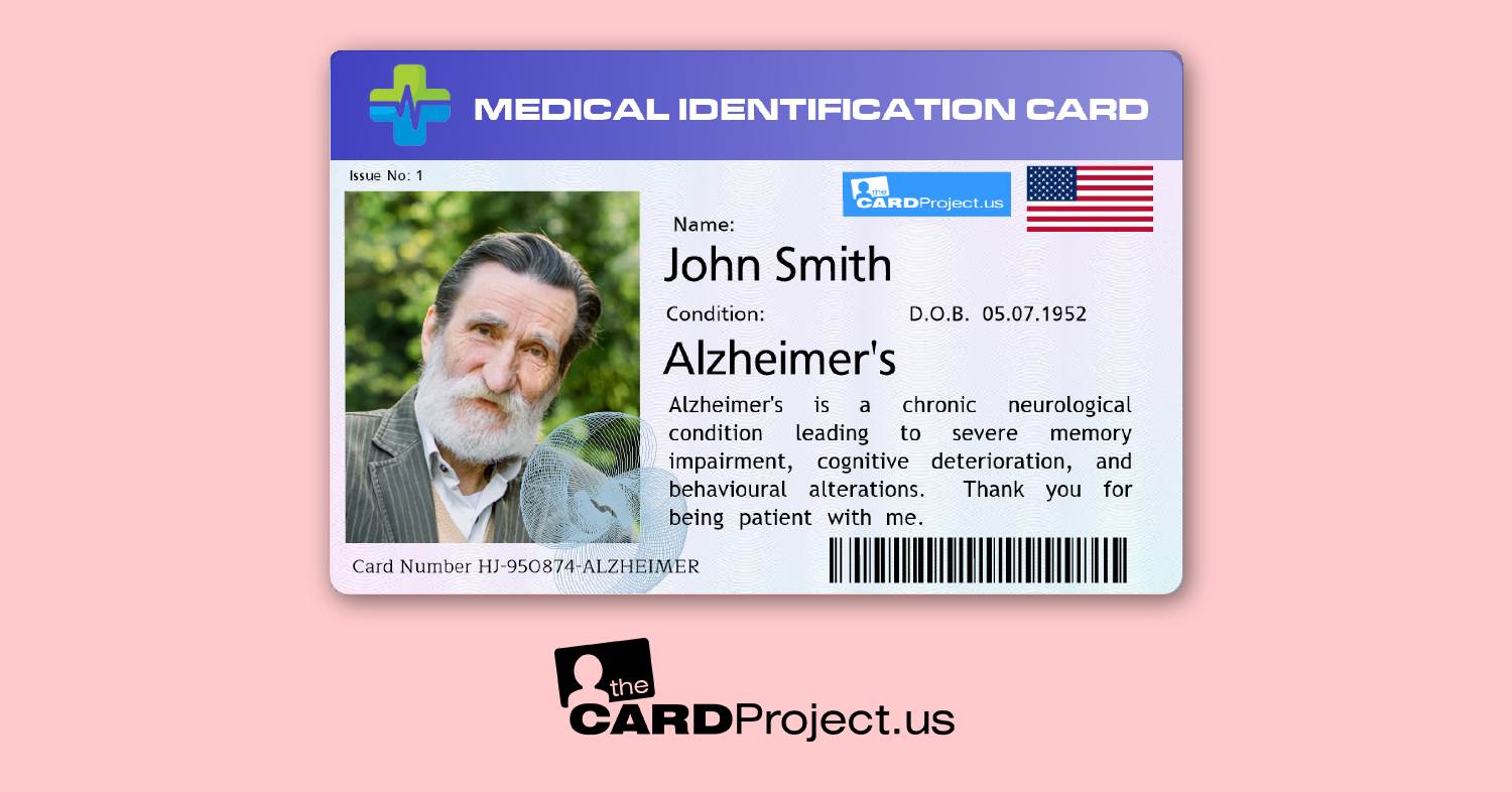 Alzheimer's Disease Medical ID Cards by The Card Project US