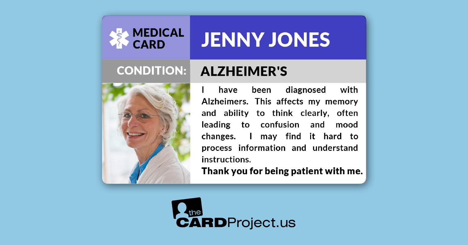 Alzheimer's Disease Medical ID Cards by The Card Project US