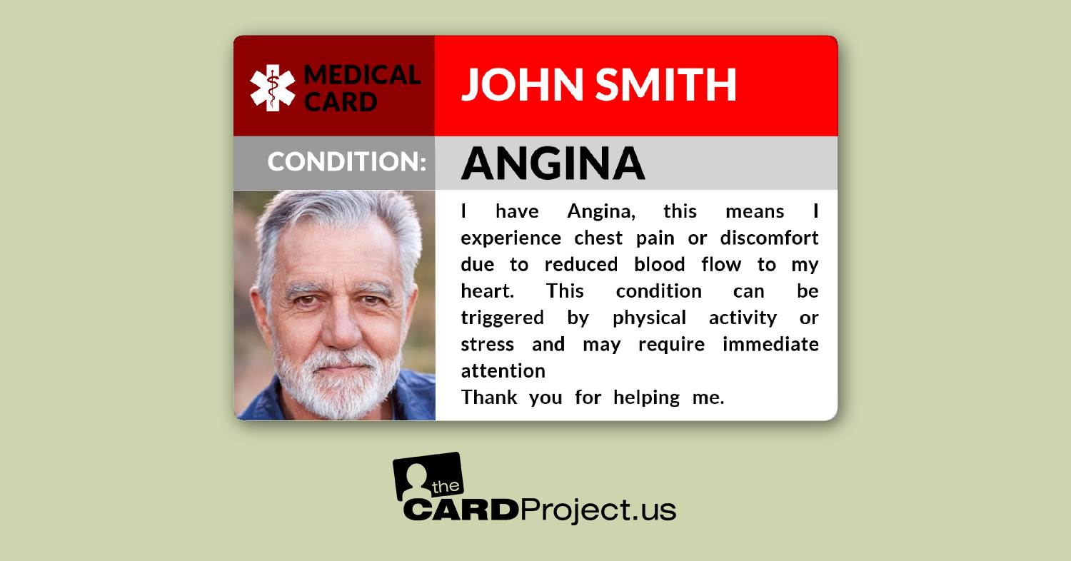 Angina Medical ID Cards by The Card Project US