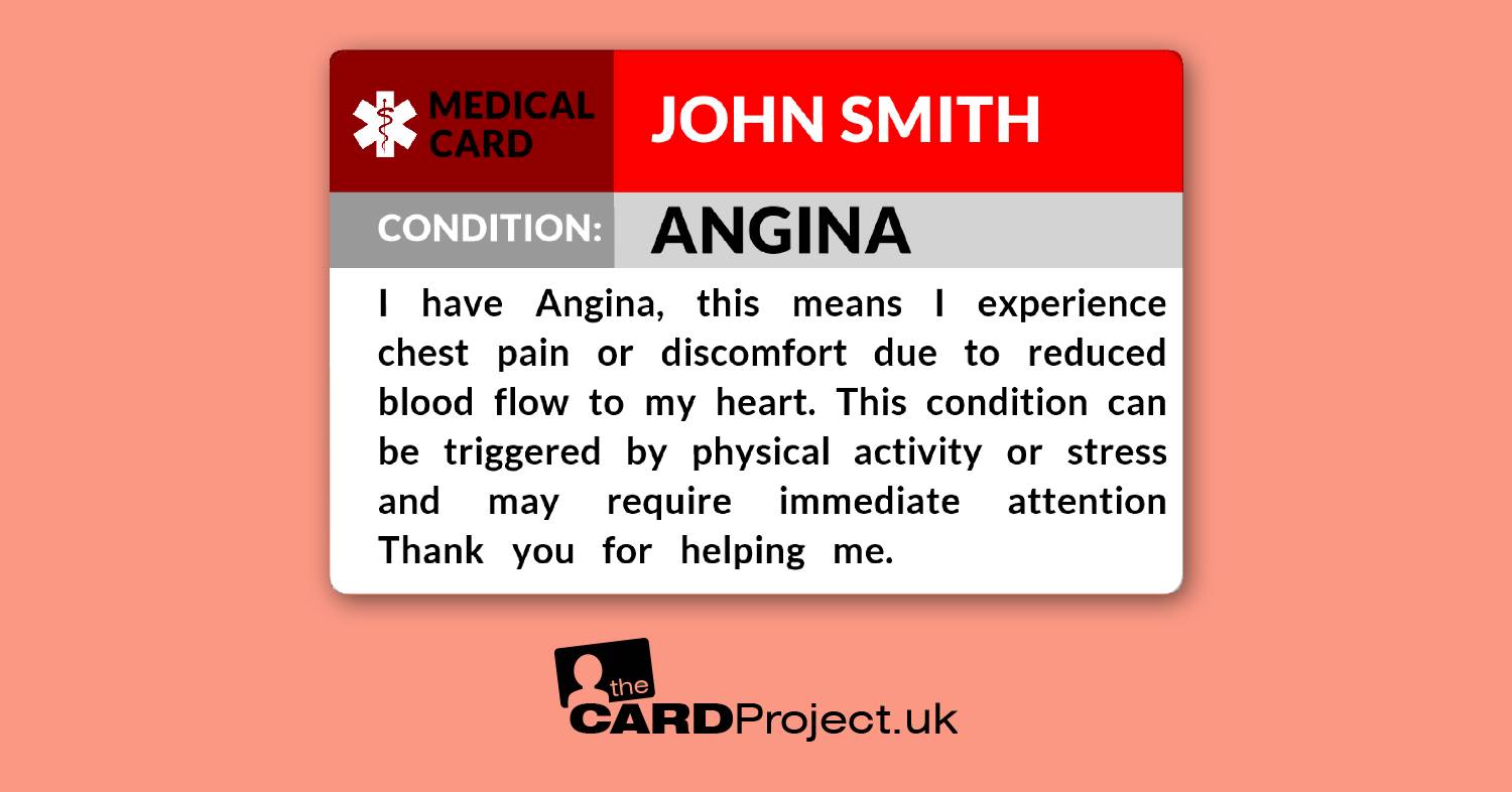 Angina Medical ID Cards by The Card Project US