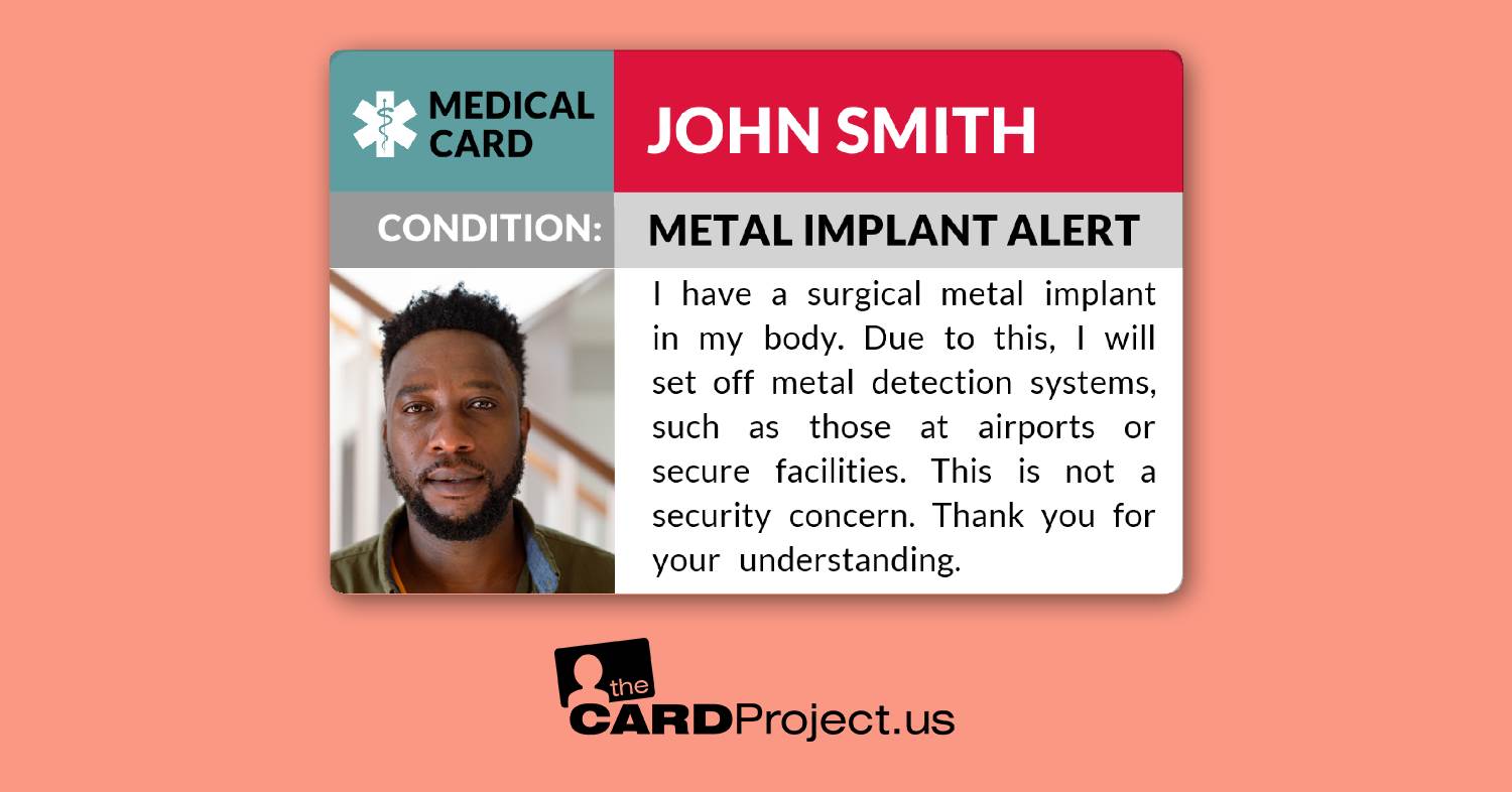 Metal Implant Medical ID Cards by The Card Project US