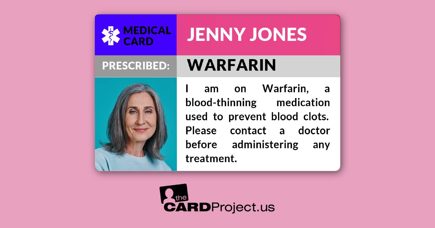 Warfarin Medicine Alert Cards by The Card Project US