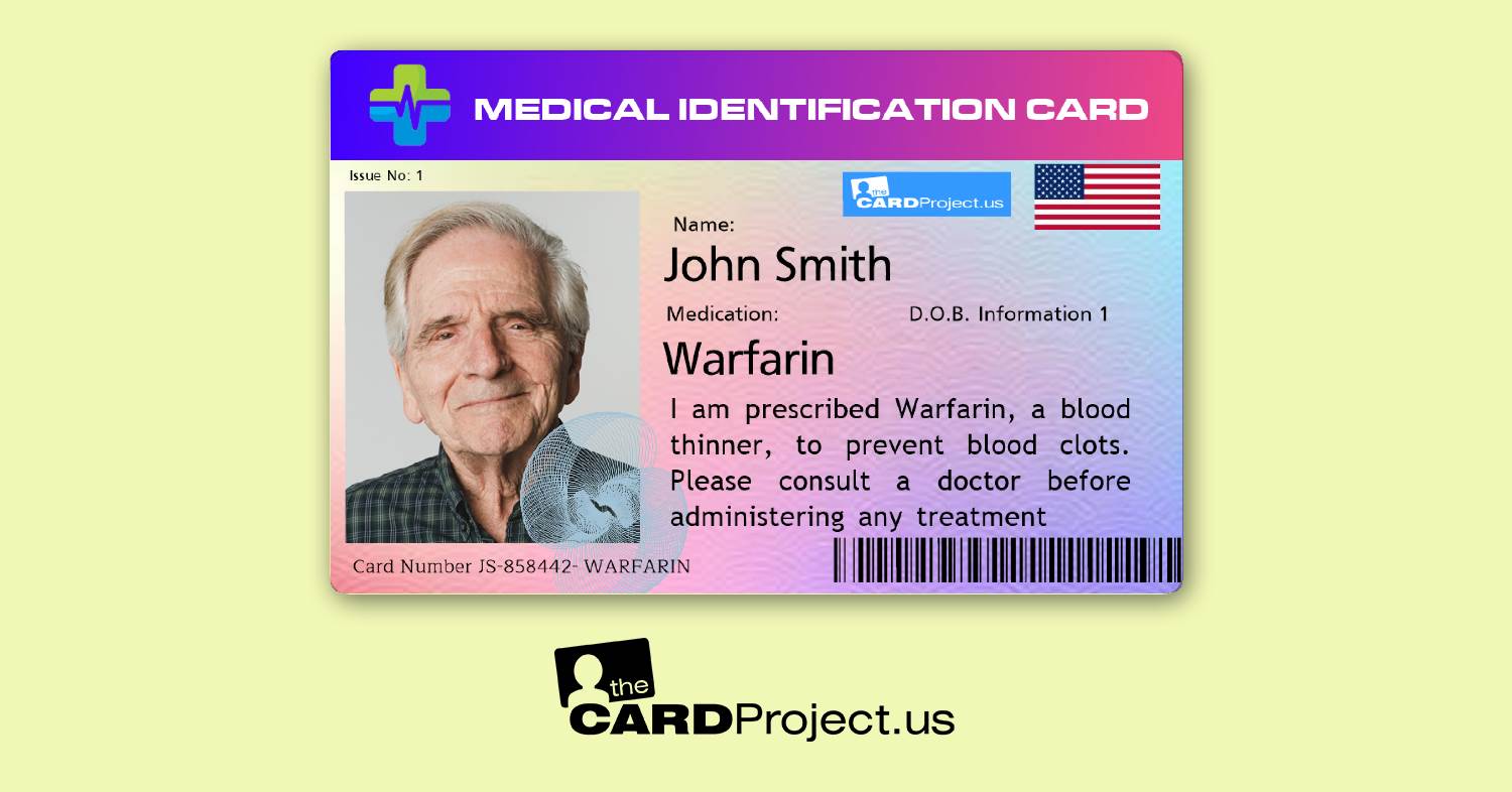 Warfarin Medicine Alert Cards by The Card Project US