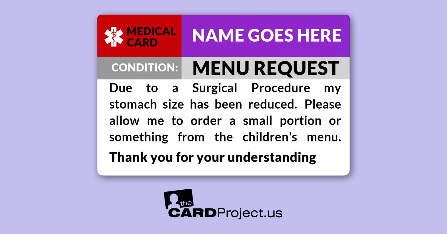 Menu Request ID Card