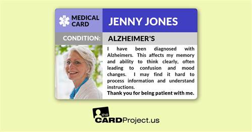 Alzheimer's Photo Medical ID Card (FRONT)