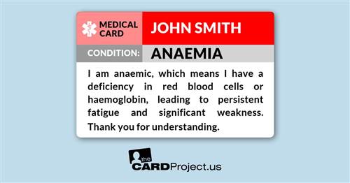 Anemia Medical Card (FRONT)