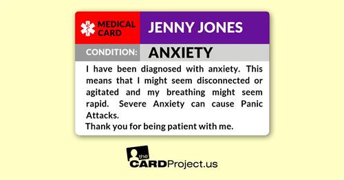 Anxiety Medical ID Card (FRONT)