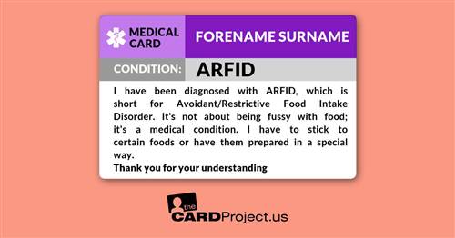 ARFID Medical ID Card (FRONT)