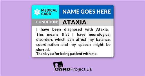 Ataxia Medical Card (FRONT)