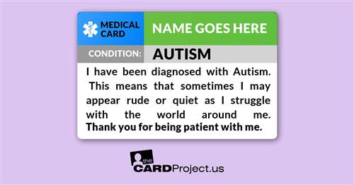 Autism Medical Card (FRONT)