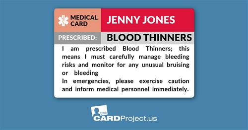 Blood Thinner Medicine Alert Card (FRONT)