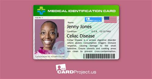 Premium Celiac Disease Medical Card (FRONT)