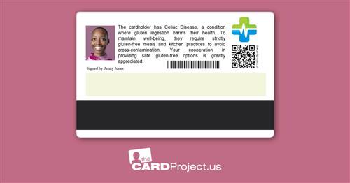 Premium Celiac Disease Medical Card (REAR)