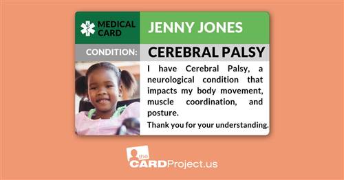 Cerebral Palsy Photo Medical Card (FRONT)