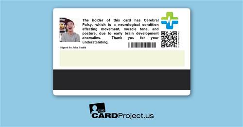 Premium Cerebral Palsy Medical Card (REAR)