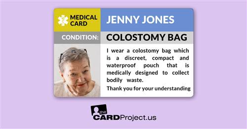 Colostomy Bag Photo Medical Card (FRONT)