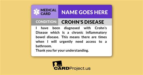 Crohn's Disease Medical Card (FRONT)