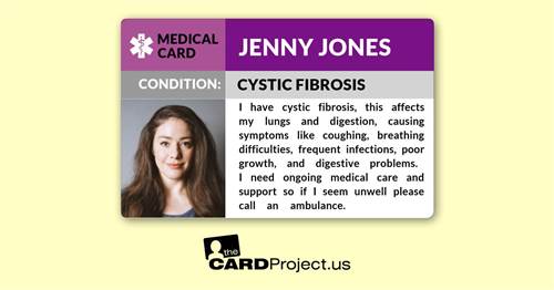 Cystic Fibrosis Photo Medical Card (FRONT)