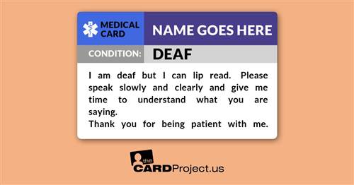 Lip Reading Medical ID Card (FRONT)