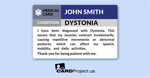 Dystonia Medical Card (FRONT)