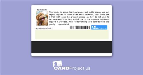 Emotional Support Animal ID Card (REAR)