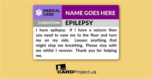 Epilepsy Medical ID Card (FRONT)