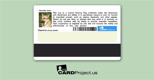 Hearing Dog ID Card (REAR)