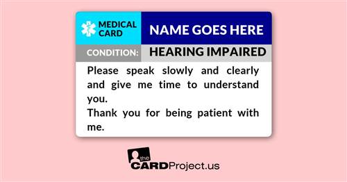 Hearing Impaired Medical Card (FRONT)