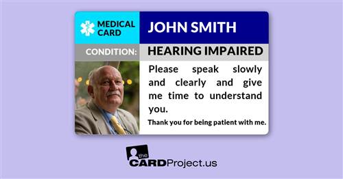 Hearing Impaired Photo Medical Card (FRONT)