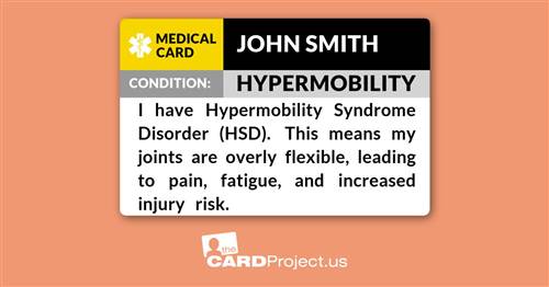 Hypermobility Medical ID Card (FRONT)