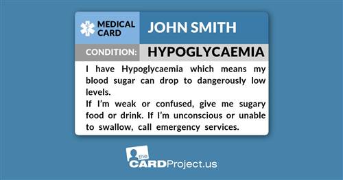 Hypoglycaemia Medical ID Card (FRONT)