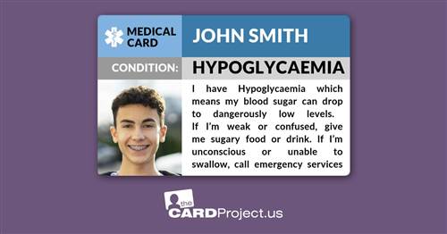 Hypoglycemia Photo Medical Card (FRONT)