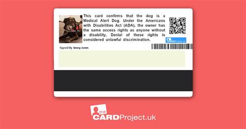 Medical Alert Dog ID Card (REAR)