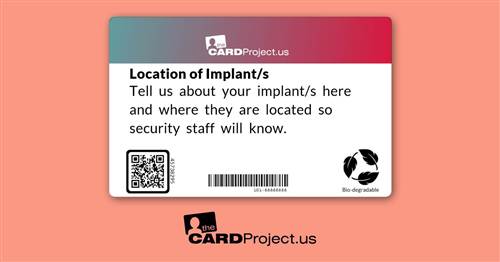 Metal Implant Photo Card (REAR)