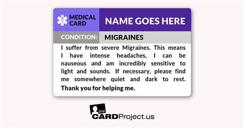 Migraine Medical ID Card (FRONT)