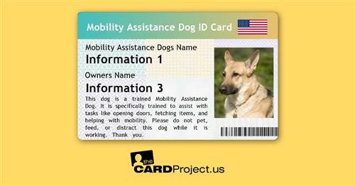 Mobility Assistance Dog ID Card (FRONT)