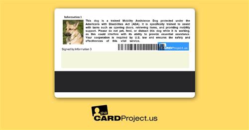 Mobility Assistance Dog ID Card (REAR)