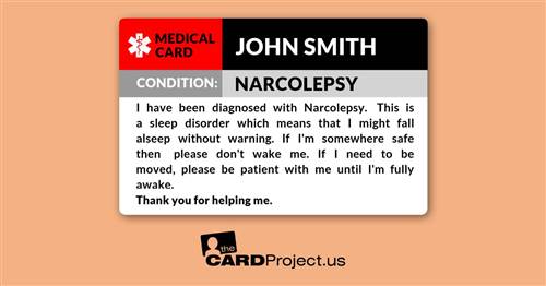 Narcolepsy Medical ID Card (FRONT)