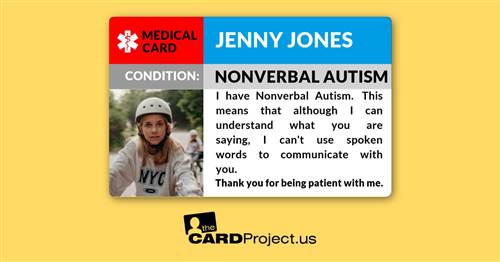 Non Verbal Autism Photo ID (FRONT)