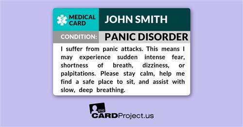 Panic Disorder Medical Card (FRONT)