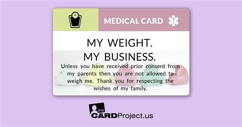 My Weight School Card (FRONT)