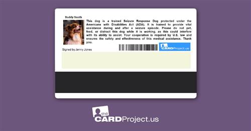 Seizure Alert Dog ID Card (REAR)