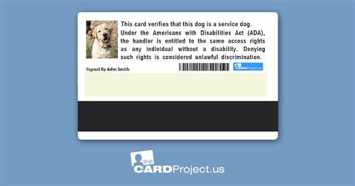 Service Dog ID Card (REAR)