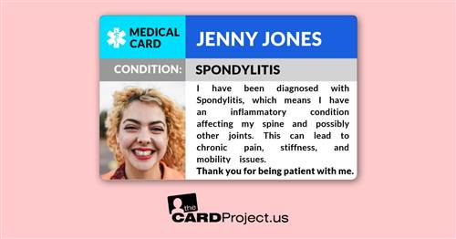 Spondylitis Medical Photo ID Card (FRONT)