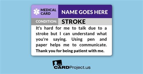 Stroke Medical ID Card (FRONT)