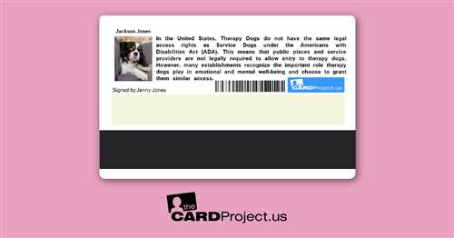 Therapy Dog ID Card (REAR)