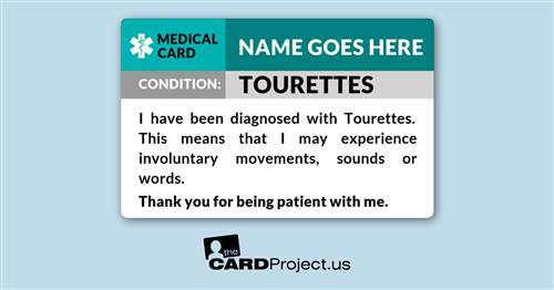 Tourette’s Medical ID Card (FRONT)