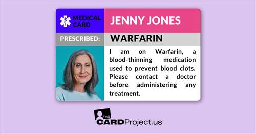 Warfarin Photo Medicine ID Card (FRONT)