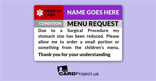 Menu Request ID Card